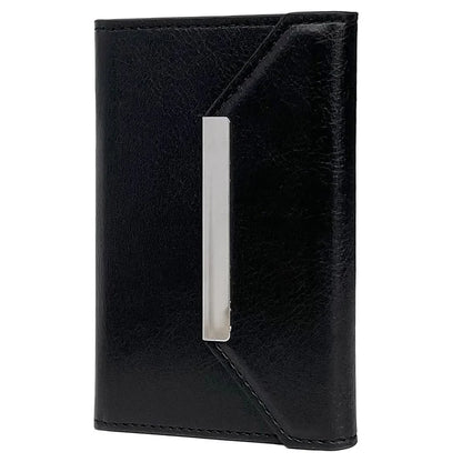 Solid Color PU Leather Card Bag Hardware Design 4 Card Slots Organizer
