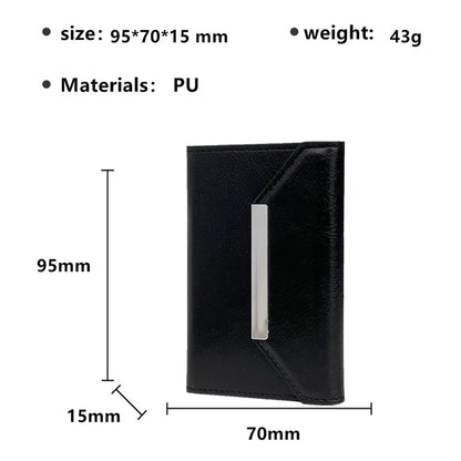Solid Color PU Leather Card Bag Hardware Design 4 Card Slots Organizer