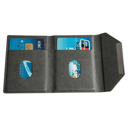 Solid Color PU Leather Card Bag Hardware Design 4 Card Slots Organizer
