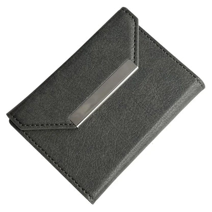 Solid Color PU Leather Card Bag Hardware Design 4 Card Slots Organizer