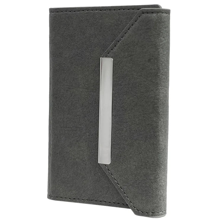 Solid Color PU Leather Card Bag Hardware Design 4 Card Slots Organizer