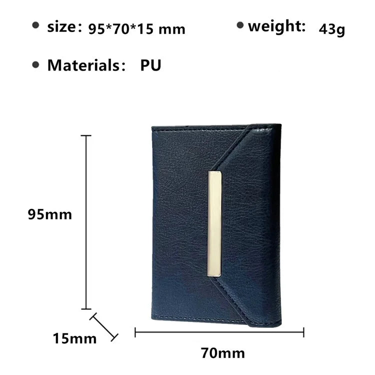 Solid Color PU Leather Card Bag Hardware Design 4 Card Slots Organizer