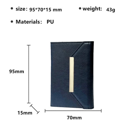 Solid Color PU Leather Card Bag Hardware Design 4 Card Slots Organizer