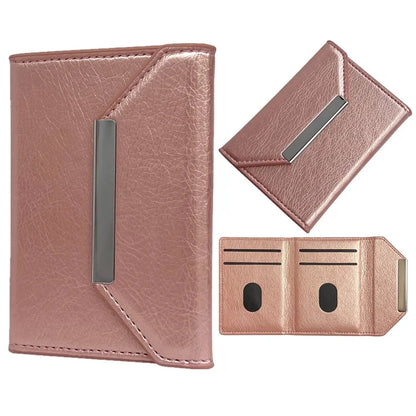 Solid Color PU Leather Card Bag Hardware Design 4 Card Slots Organizer