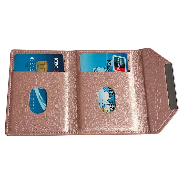 Solid Color PU Leather Card Bag Hardware Design 4 Card Slots Organizer