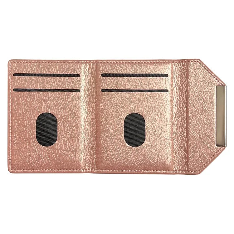 Solid Color PU Leather Card Bag Hardware Design 4 Card Slots Organizer