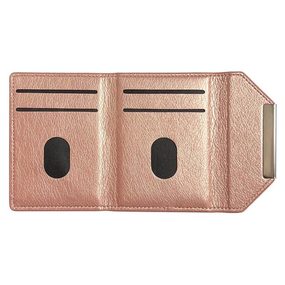 Solid Color PU Leather Card Bag Hardware Design 4 Card Slots Organizer
