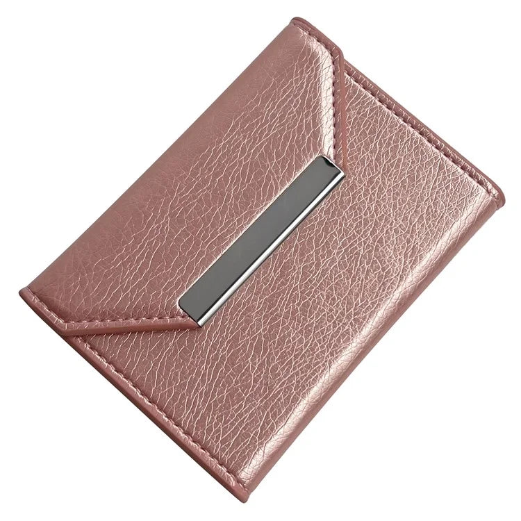Solid Color PU Leather Card Bag Hardware Design 4 Card Slots Organizer