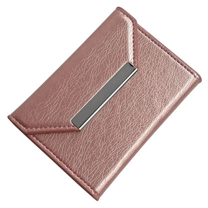 Solid Color PU Leather Card Bag Hardware Design 4 Card Slots Organizer