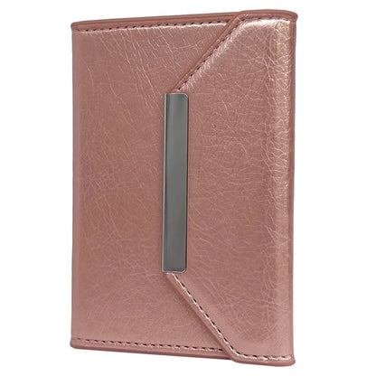 Solid Color PU Leather Card Bag Hardware Design 4 Card Slots Organizer