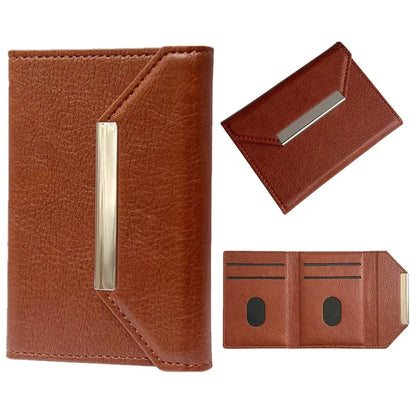 Solid Color PU Leather Card Bag Hardware Design 4 Card Slots Organizer