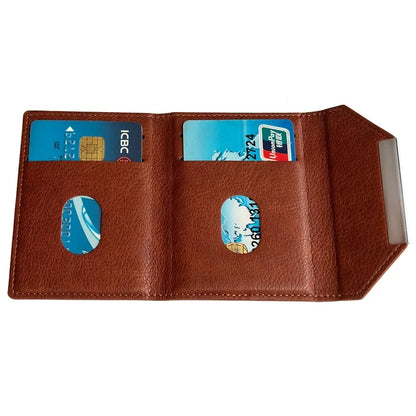 Solid Color PU Leather Card Bag Hardware Design 4 Card Slots Organizer