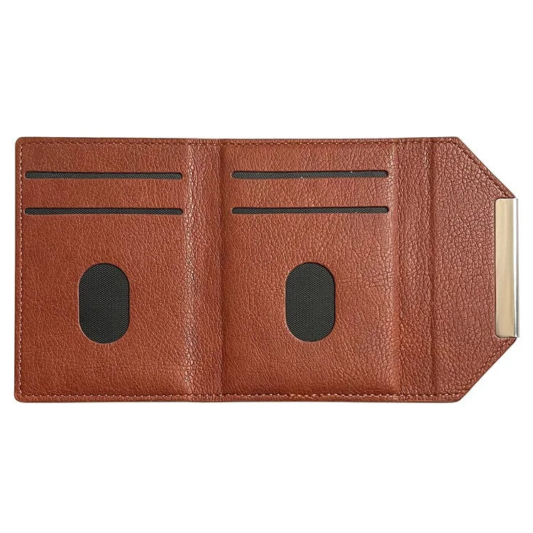 Solid Color PU Leather Card Bag Hardware Design 4 Card Slots Organizer