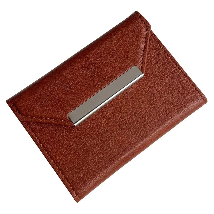 Solid Color PU Leather Card Bag Hardware Design 4 Card Slots Organizer