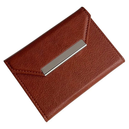 Solid Color PU Leather Card Bag Hardware Design 4 Card Slots Organizer