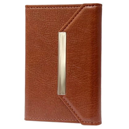 Solid Color PU Leather Card Bag Hardware Design 4 Card Slots Organizer