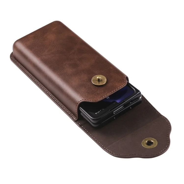 Phone Waist Bag for Samsung Galaxy Z Fold5 5G / Z Fold4 5G Vertical Leather Belt Holster Waist Pouch