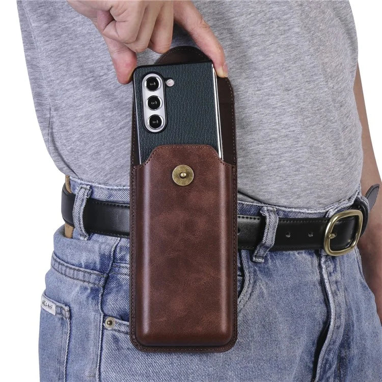 Phone Waist Bag for Samsung Galaxy Z Fold5 5G / Z Fold4 5G Vertical Leather Belt Holster Waist Pouch