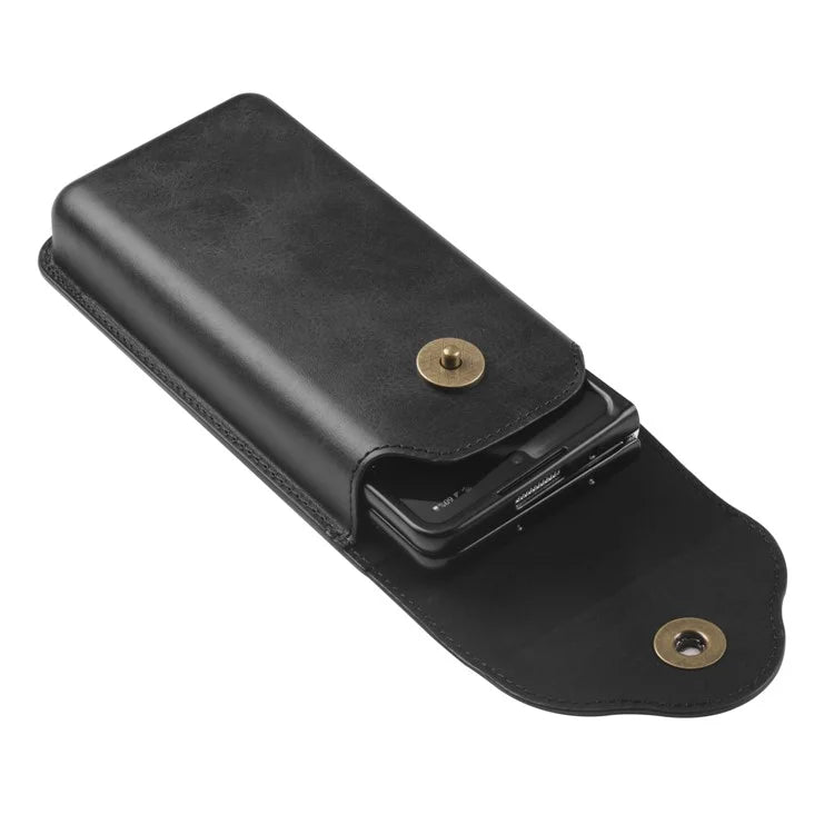 Phone Waist Bag for Samsung Galaxy Z Fold5 5G / Z Fold4 5G Vertical Leather Belt Holster Waist Pouch