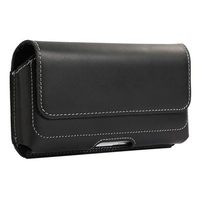 7.0-inch Phone Belt Clip Bag Horizontal Genuine Leather Hiking Waist Bag Fanny Pack