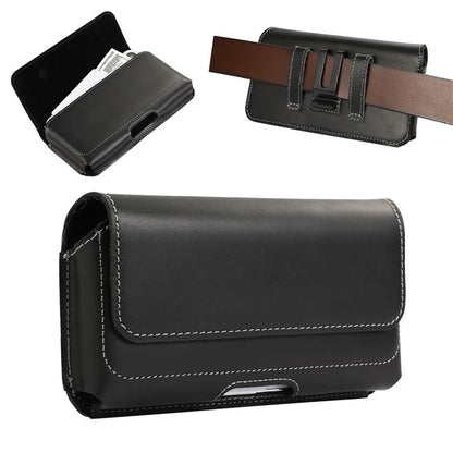 7.0-inch Phone Belt Clip Bag Horizontal Genuine Leather Hiking Waist Bag Fanny Pack