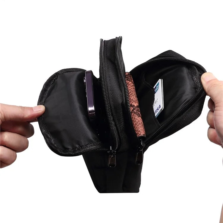 7.2 inch Phone Waist Bag Nylon Crossbody Phone Pouch with Carabiner with Shoulder Strap