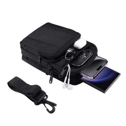 7.2 inch Phone Waist Bag Nylon Crossbody Phone Pouch with Carabiner with Shoulder Strap