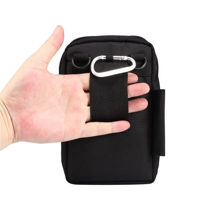 7.2 inch Phone Waist Bag Nylon Crossbody Phone Pouch with Carabiner with Shoulder Strap