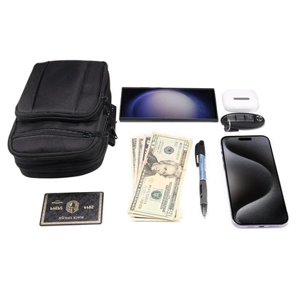 7.2 inch Phone Waist Bag Nylon Crossbody Phone Pouch with Carabiner with Shoulder Strap