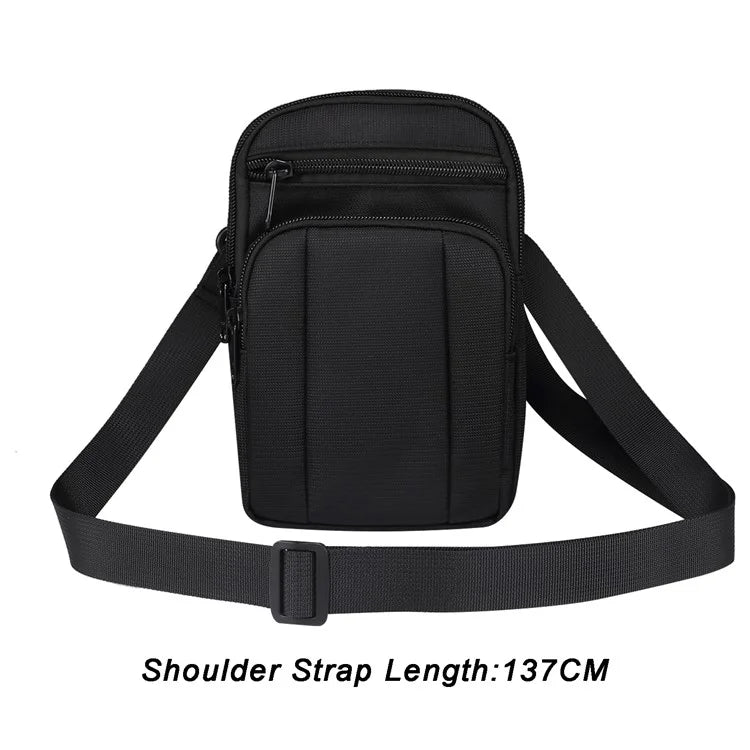7.2 inch Phone Waist Bag Nylon Crossbody Phone Pouch with Carabiner with Shoulder Strap