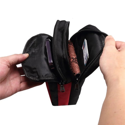 7.2 inch Phone Waist Bag Nylon Crossbody Phone Pouch with Carabiner with Shoulder Strap