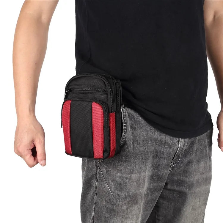 7.2 inch Phone Waist Bag Nylon Crossbody Phone Pouch with Carabiner with Shoulder Strap