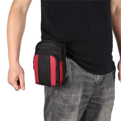7.2 inch Phone Waist Bag Nylon Crossbody Phone Pouch with Carabiner with Shoulder Strap