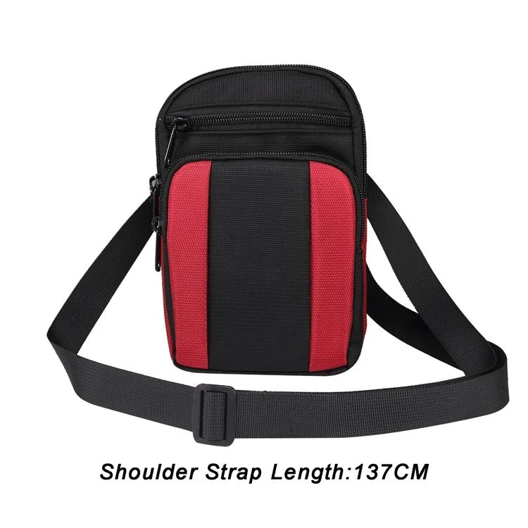 7.2 inch Phone Waist Bag Nylon Crossbody Phone Pouch with Carabiner with Shoulder Strap