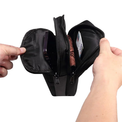 7.2 inch Phone Waist Bag Nylon Crossbody Phone Pouch with Carabiner with Shoulder Strap