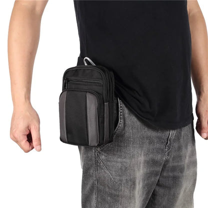 7.2 inch Phone Waist Bag Nylon Crossbody Phone Pouch with Carabiner with Shoulder Strap