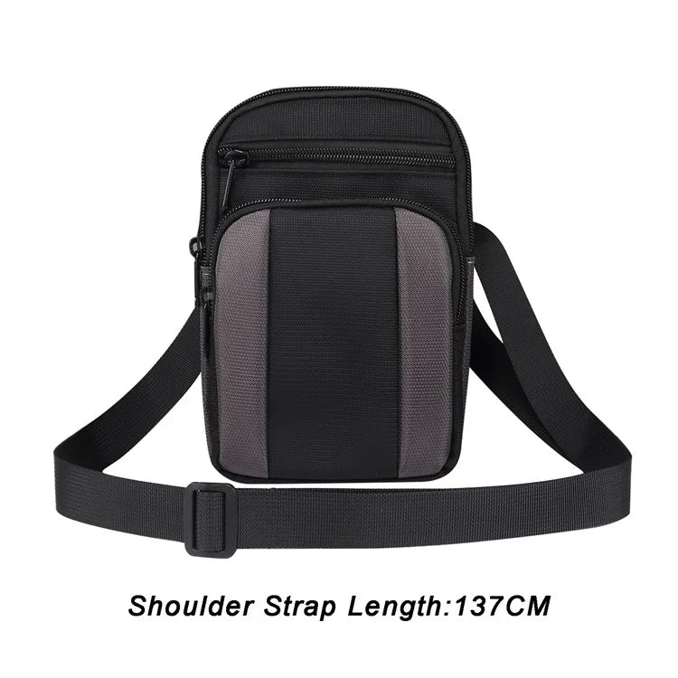 7.2 inch Phone Waist Bag Nylon Crossbody Phone Pouch with Carabiner with Shoulder Strap