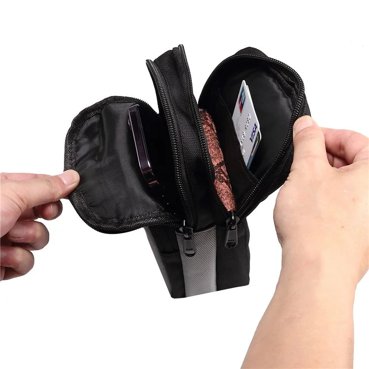 7.2 inch Phone Waist Bag Nylon Crossbody Phone Pouch with Carabiner with Shoulder Strap