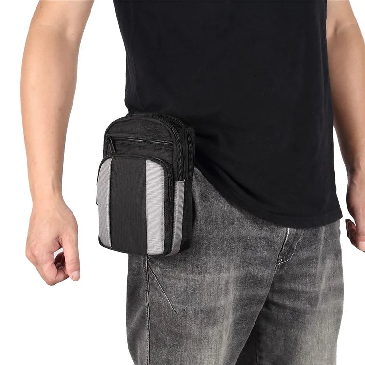 7.2 inch Phone Waist Bag Nylon Crossbody Phone Pouch with Carabiner with Shoulder Strap