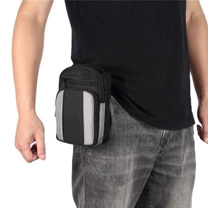 7.2 inch Phone Waist Bag Nylon Crossbody Phone Pouch with Carabiner with Shoulder Strap