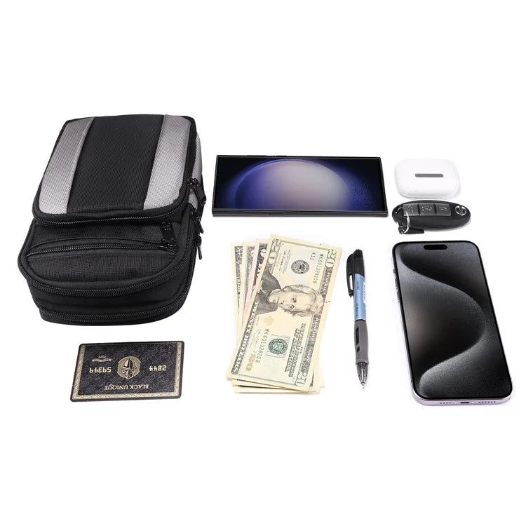 7.2 inch Phone Waist Bag Nylon Crossbody Phone Pouch with Carabiner with Shoulder Strap