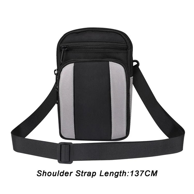 7.2 inch Phone Waist Bag Nylon Crossbody Phone Pouch with Carabiner with Shoulder Strap