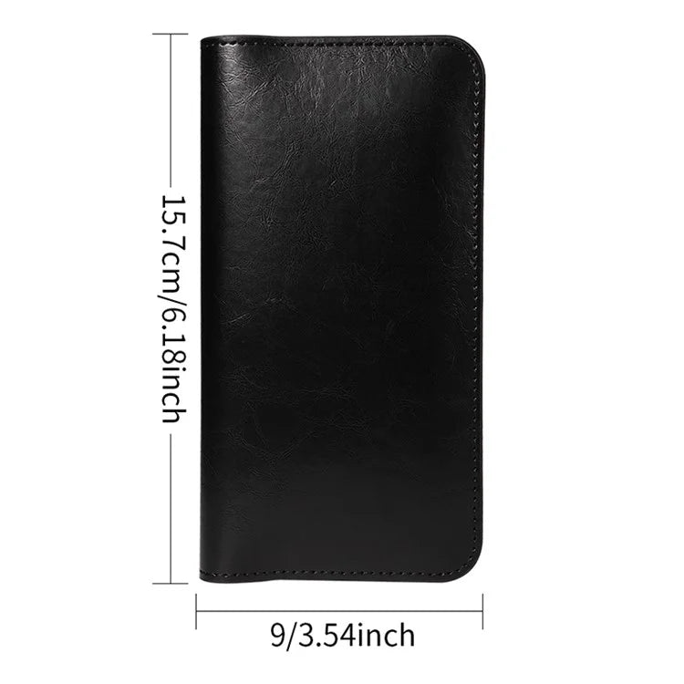 15.7x9cm Universal PU Leather Dual Phone Pouch with Magnetic Closure,  3 Card Slots, Charging Port Access