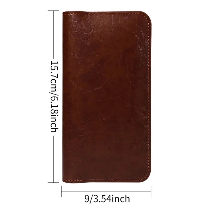 15.7x9cm Universal PU Leather Dual Phone Pouch with Magnetic Closure,  3 Card Slots, Charging Port Access