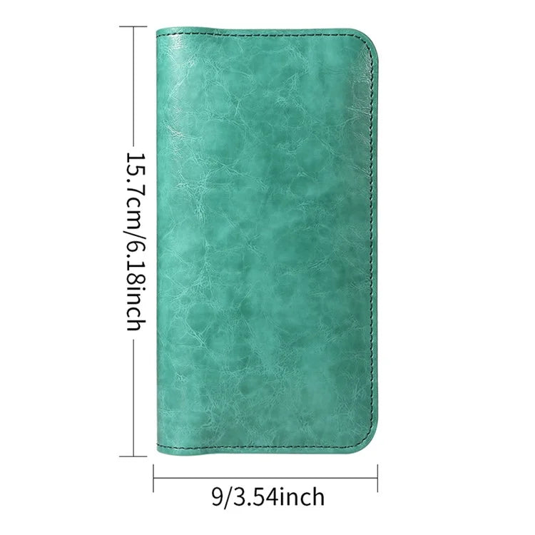 15.7x9cm Universal PU Leather Dual Phone Pouch with Magnetic Closure,  3 Card Slots, Charging Port Access