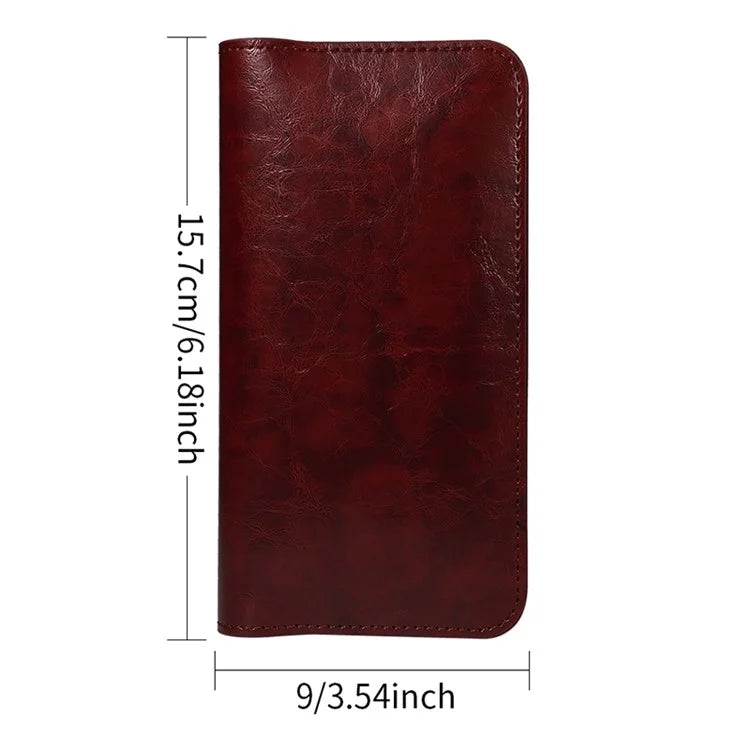 15.7x9cm Universal PU Leather Dual Phone Pouch with Magnetic Closure,  3 Card Slots, Charging Port Access