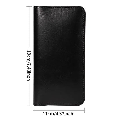 19x11cm Universal PU Leather Dual Phone Pouch with Magnetic Closure,  3 Card Slots, Charging Port Access