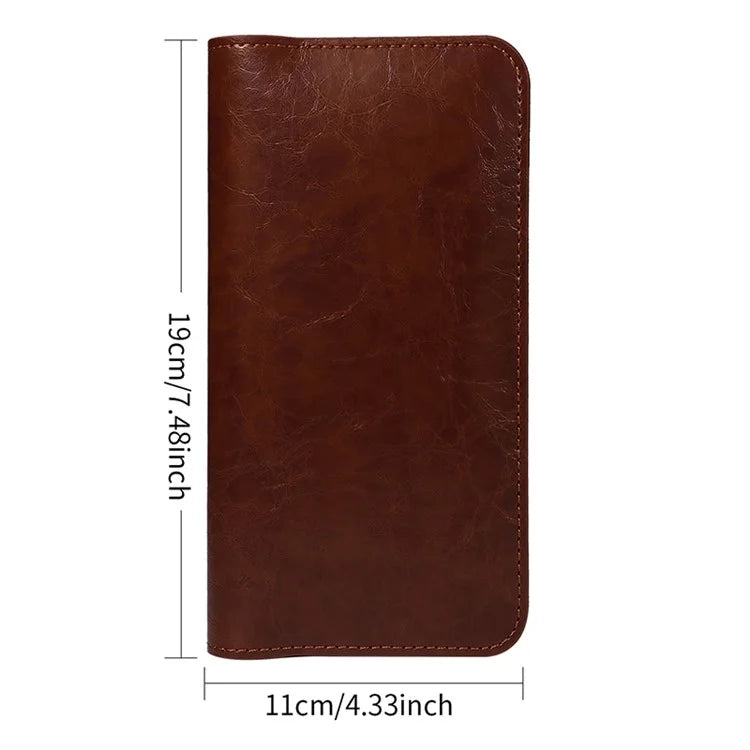 19x11cm Universal PU Leather Dual Phone Pouch with Magnetic Closure,  3 Card Slots, Charging Port Access