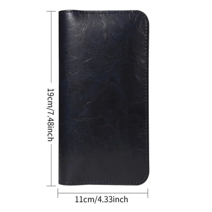 19x11cm Universal PU Leather Dual Phone Pouch with Magnetic Closure,  3 Card Slots, Charging Port Access