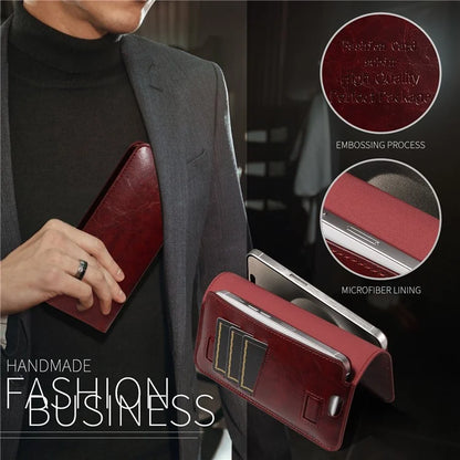 19x11cm Universal PU Leather Dual Phone Pouch with Magnetic Closure,  3 Card Slots, Charging Port Access